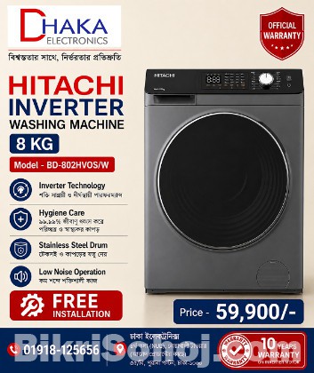Hitachi BD-802HVOSW Inveter Washing Machine 8 KG